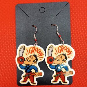 Bruce Campbell The Chin Evil Dead Groovy Earrings